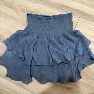 Teal frilly mini skirt